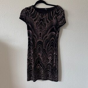 Jump Black and Light Pink Patterned Mini Dress